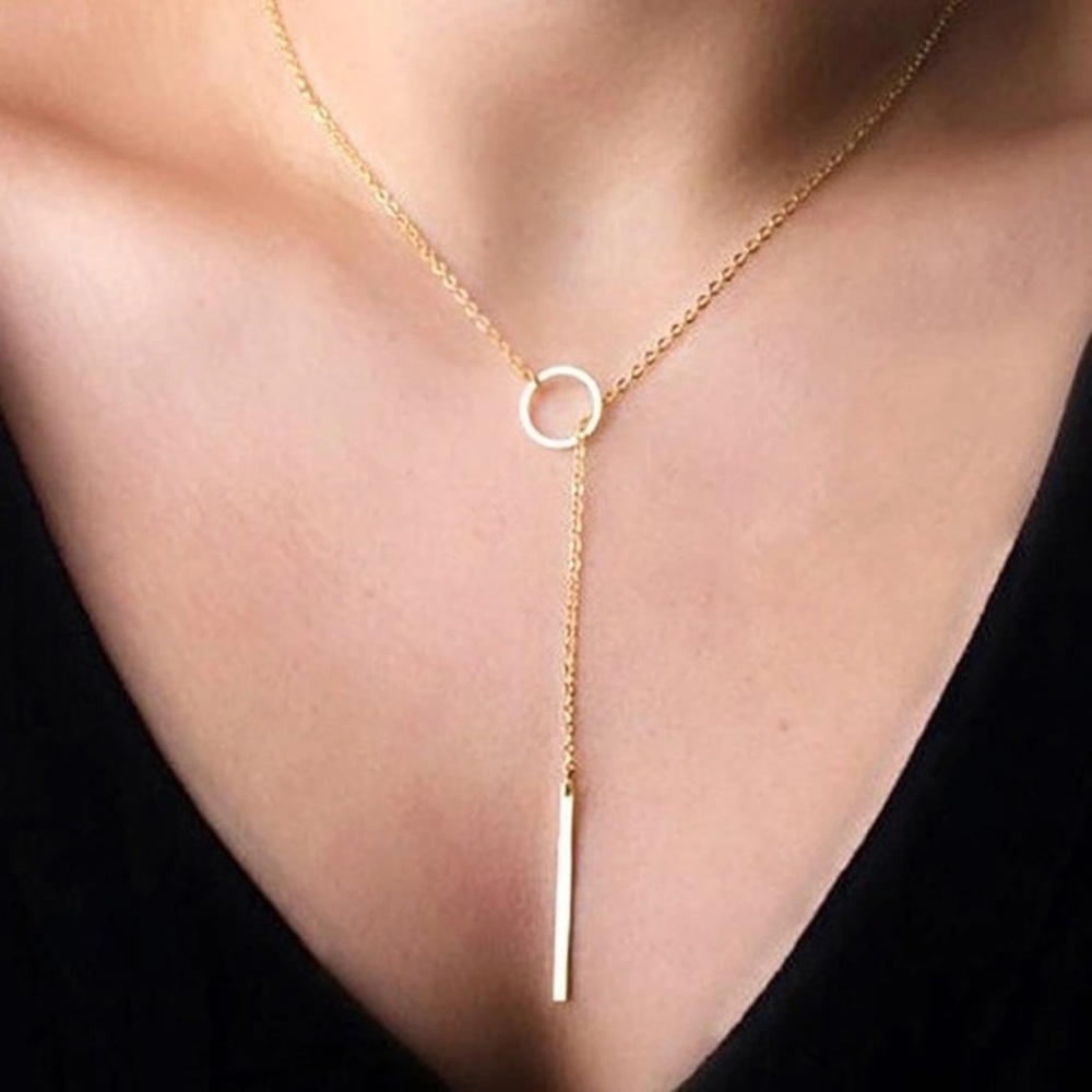 NEW💙💎💛MODERN💛GOLDEN💛CIRCLE💛BAR💛NECKLACE💎💙 - Picture 5 of 8